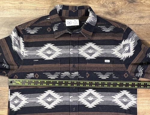 Hurley Aztec Print Brushed Flannel Long Sleeve Button Up Shirt Mens Size Medium. - Picture 6 of 10