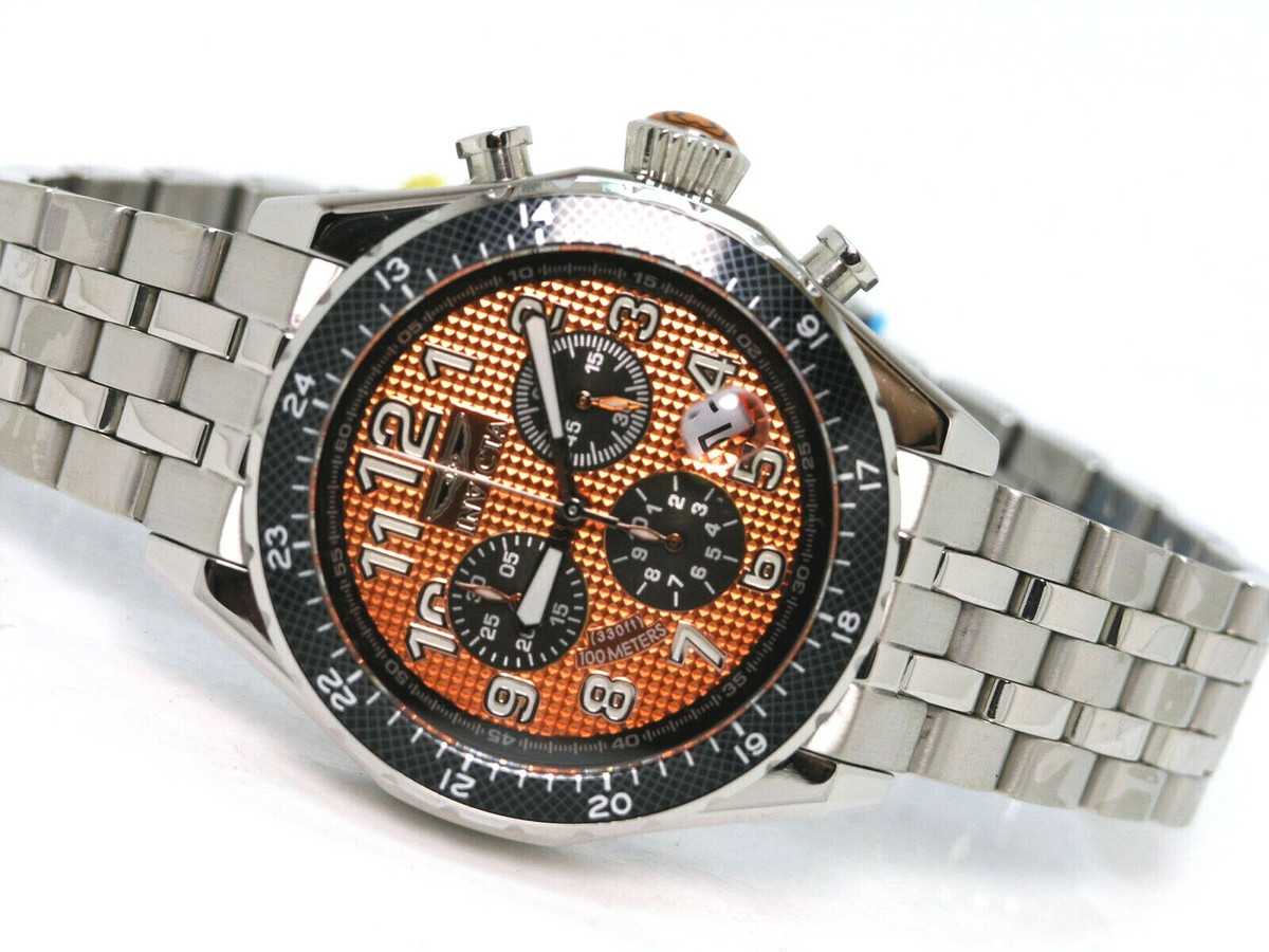 NEW INVICTA 4058 EXTREME SWISS CHRONOGRAPH WATCH ORANGE DIAL STEEL