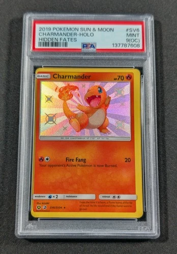 Pokemon Holo Shiny Charmander SV6/SV94 PSA 9 (OC) MINT Hidden Fates Off Center