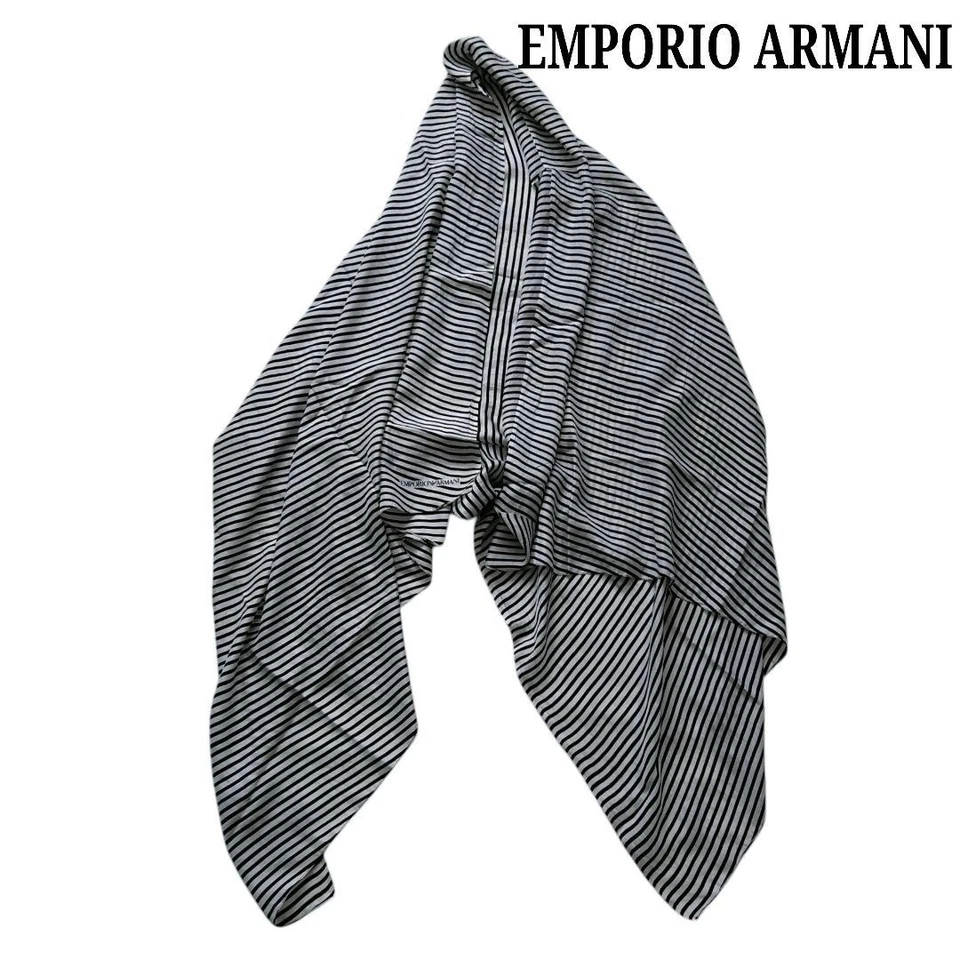 Emporio Armani Шелковая Граница Украденная Белая Черная Б/у Элегантный Аксессуар Из Японии - Изображение 2 из 4