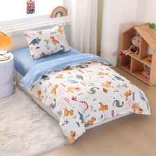 3 Pieces Dinosaur Crib Bedding Set with Cute Animal Printed,100 Cotton Nurse...