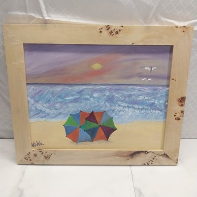 Oil Painting on Canvas 11X14 ''Beach Weather'' by Vickie framed signed