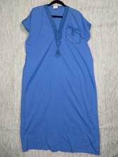 Vintage Blue Caftan Muumuu House Dress Womens Boho Lounge Kaftan M/L