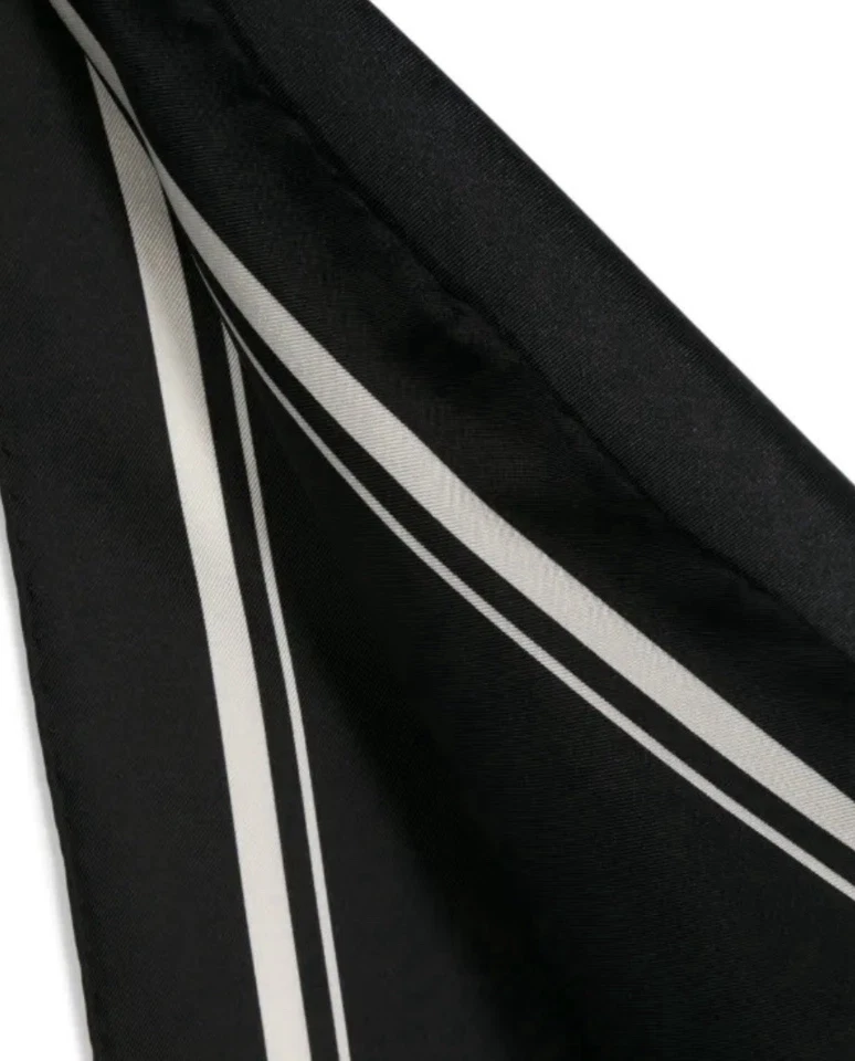 Cuadrado de bolsillo para hombre Tom Ford a rayas 100 % seda negro 37x37 cm hecho en Italia, Foto 3 de 4
