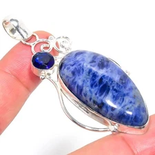 Sodalite Gemstone Handmade 925 Sterling Silver Jewelry Pendant  RM-156