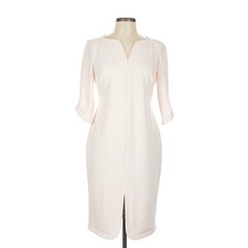 Calvin Klein Blush Pink Elbow Sleeve Sheath Dress Sz 10 Office Chic Old Money