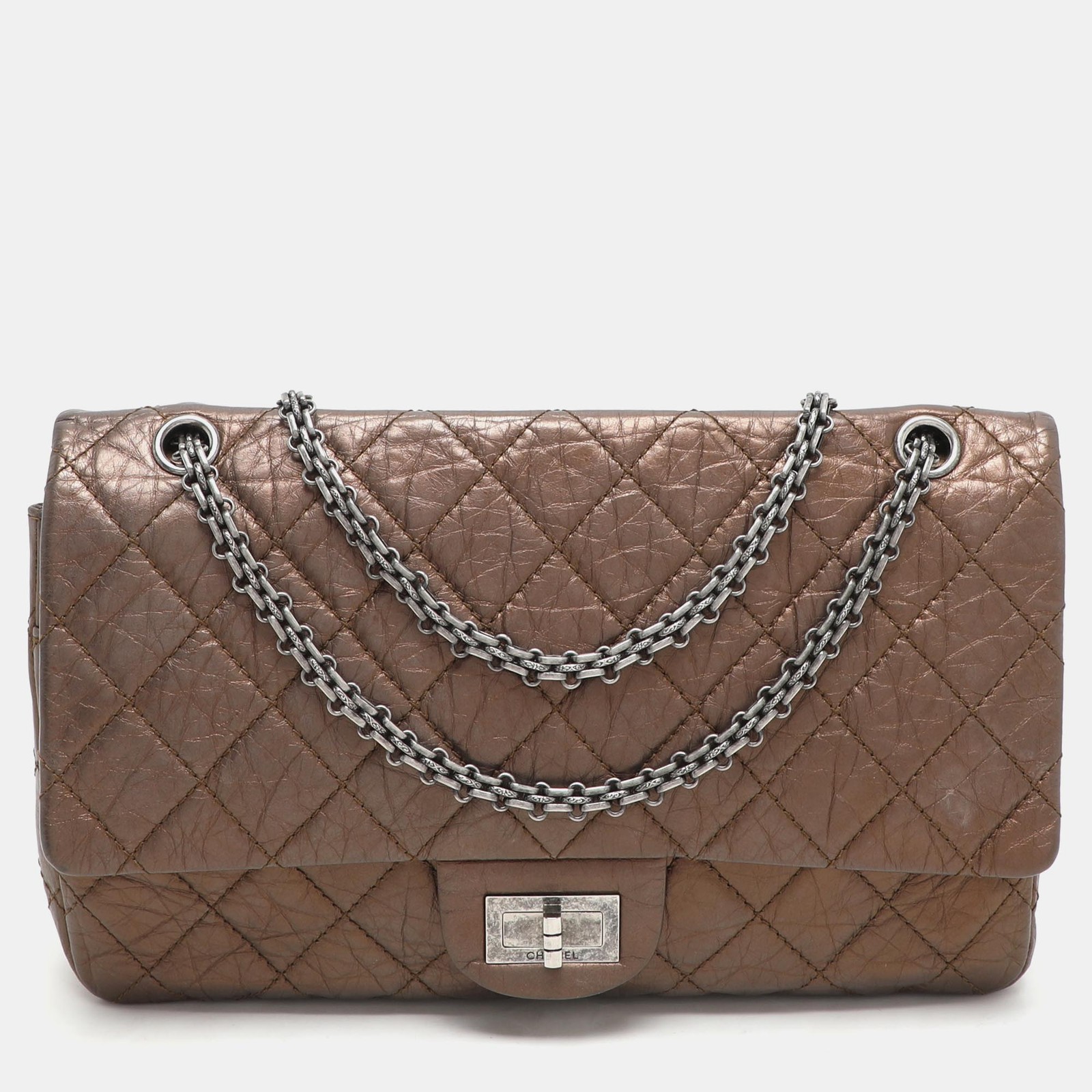 Chanel Metallic Brown Quilted Leather Reissue 2.55 Flap Bag 227