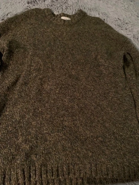 L.L. Bean Sweater Mens Large Green Wool Blend Chunky Knit Fisherman Pullover - Image 3 of 4