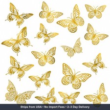 48 Pcs Gold Butterflies 3D Gold Butterfly Wall Decor 4 Styles 3 Sizes Butterfl