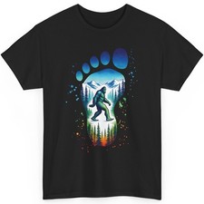 BIGFOOT Watercolor T Shirt Colorful Foot Print Outdoor Hiking Hide And Seek