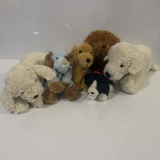 Lot of 6 Puppy Dog Plush Stuffed Animals Mixed Brands White Brown Black Blue