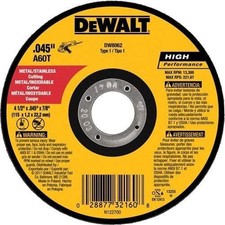 DEWALT DW8062B5 4-1/2 In Cut Off Wheel 5-Pack , 0.045-In Metal Cutting Disc