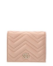 Gucci Gg Marmont Leather Card Case Women's Beige
