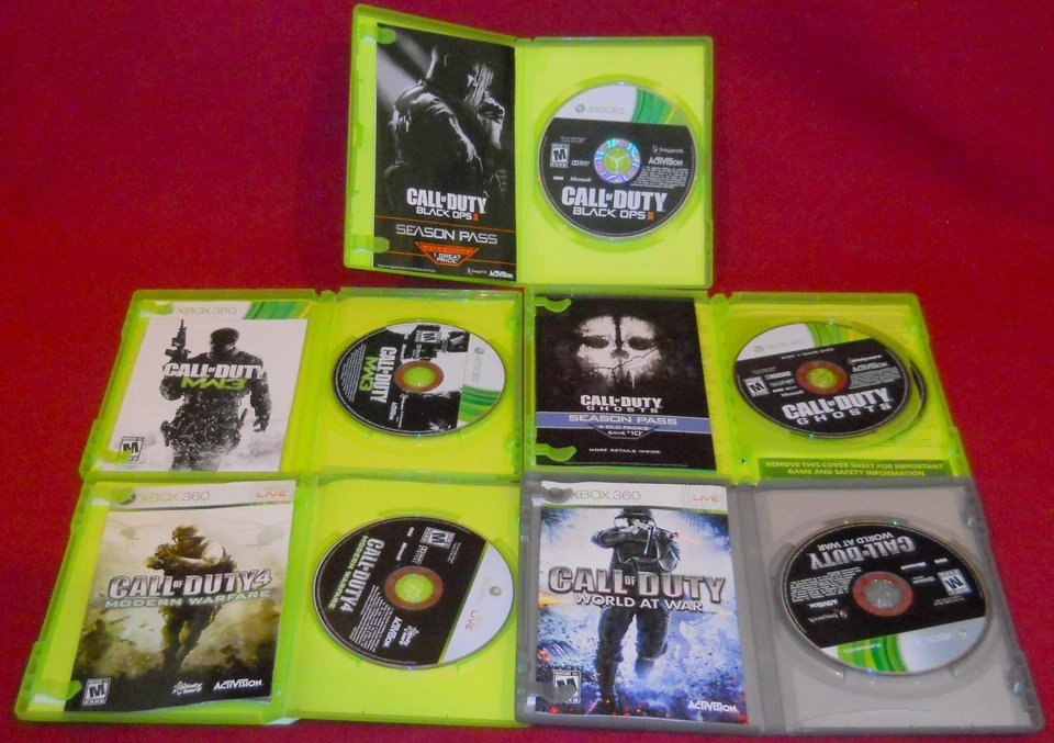 Call of Duty Xbox 360 Bundle Lot of 5 Ghosts, Black OPS2, MW3, MW4, World at War - Image 2 of 2