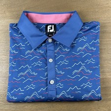 FootJoy FJ Shirt Men  s XL Squiggle Geo Print Self Collar Polo Golf Casual