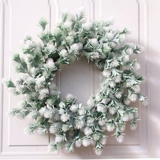 White Lavender Wreath 46cm Artificial Flower Door Wall Decor Natural Vine Ring