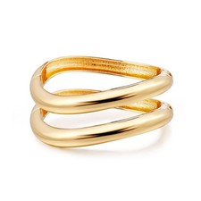Gold Plated Cuff Bangle Bracelets For Women Set Chunky Trendy Hinged Irregula...