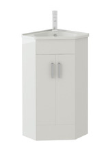 400mm Cloakroom Vanity Unit with Bowl For Corners Floor Standing White