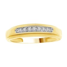 Men's 0.15ct Round Natural Diamond Band in 10k Yellow Gold