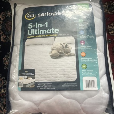 Serta Sertapedic 5-In-1 Ultimate Quilted Comfort &Protection Mattress Pad, Queen