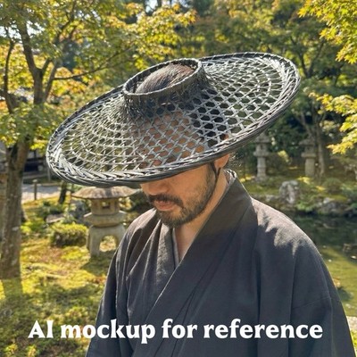 Samurai Style Bamboo Kasa Hat for Photography   Decorative Straw Hat Prop