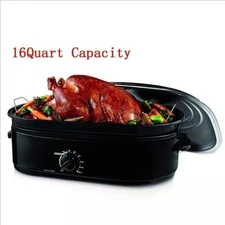 16QT Roaster Oven Slow-Cooker with Removeable Roasting Rack Turkey Crock Pot USA