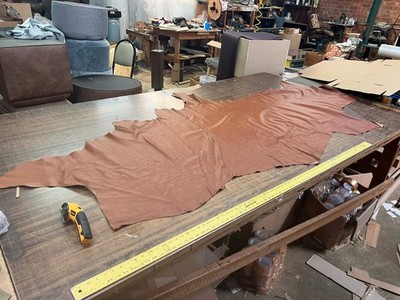 Red Brown Leather Hide Upholstery Cowhide 25 Square Feet
