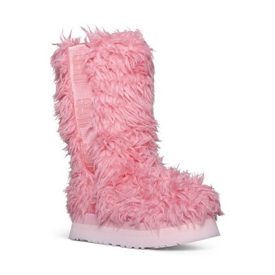UGG FLUFF MOMMA SUGAR PINK JASMINE FAUX FUR PLATFORM WOMEN'S BOOTS