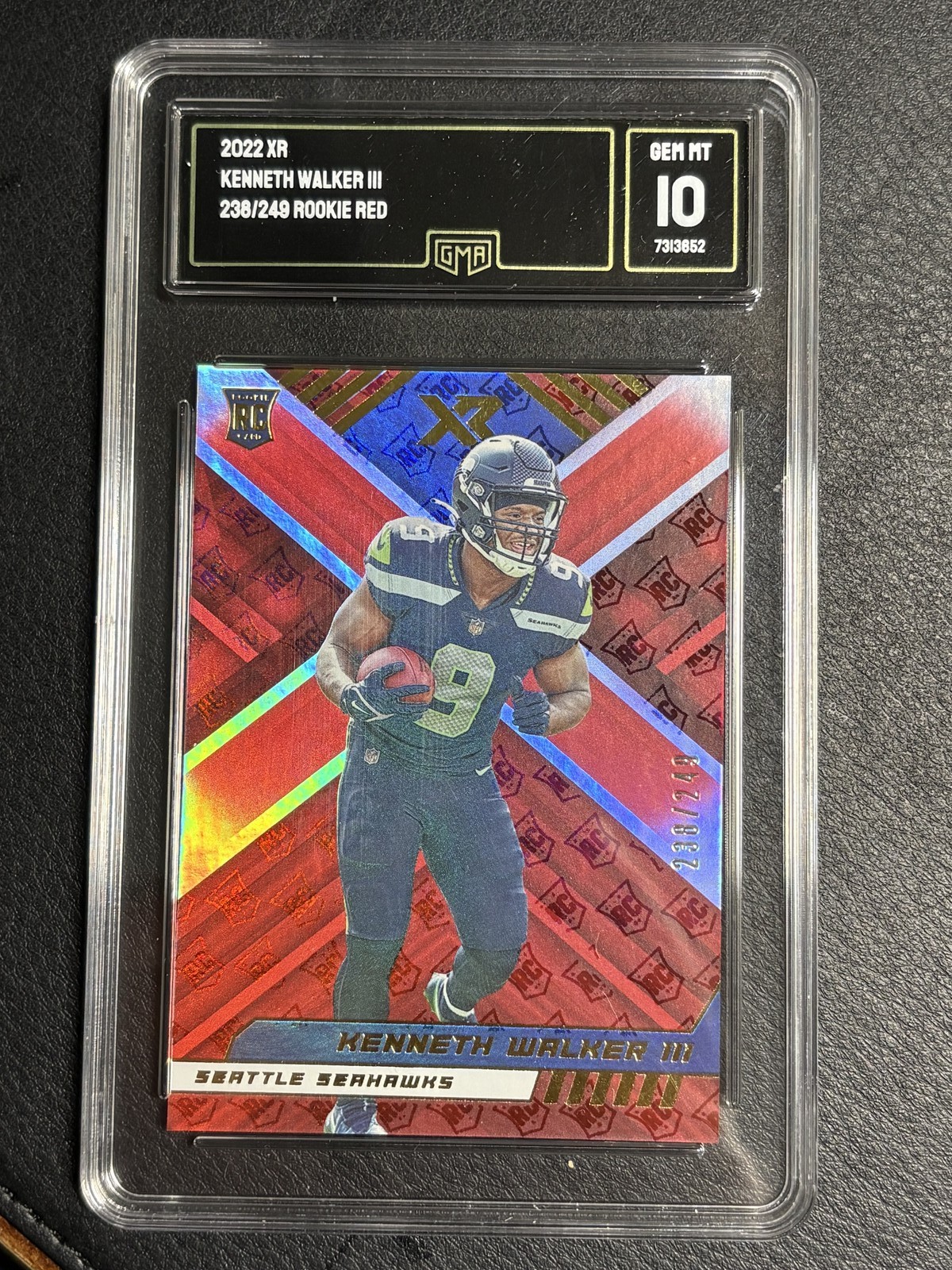 2022 Panini XR #118 Kenneth Walker III Red GMA 10 #/249