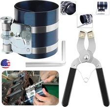 Piston Ring Compressor Professional Piston Install Tool with Wrench 2-1/8" to 7"