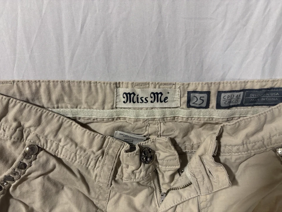 Pantalones cargo Miss Me caqui para mujer talla 25 marrón informal bolsillos pierna recta Foto 3 de 3