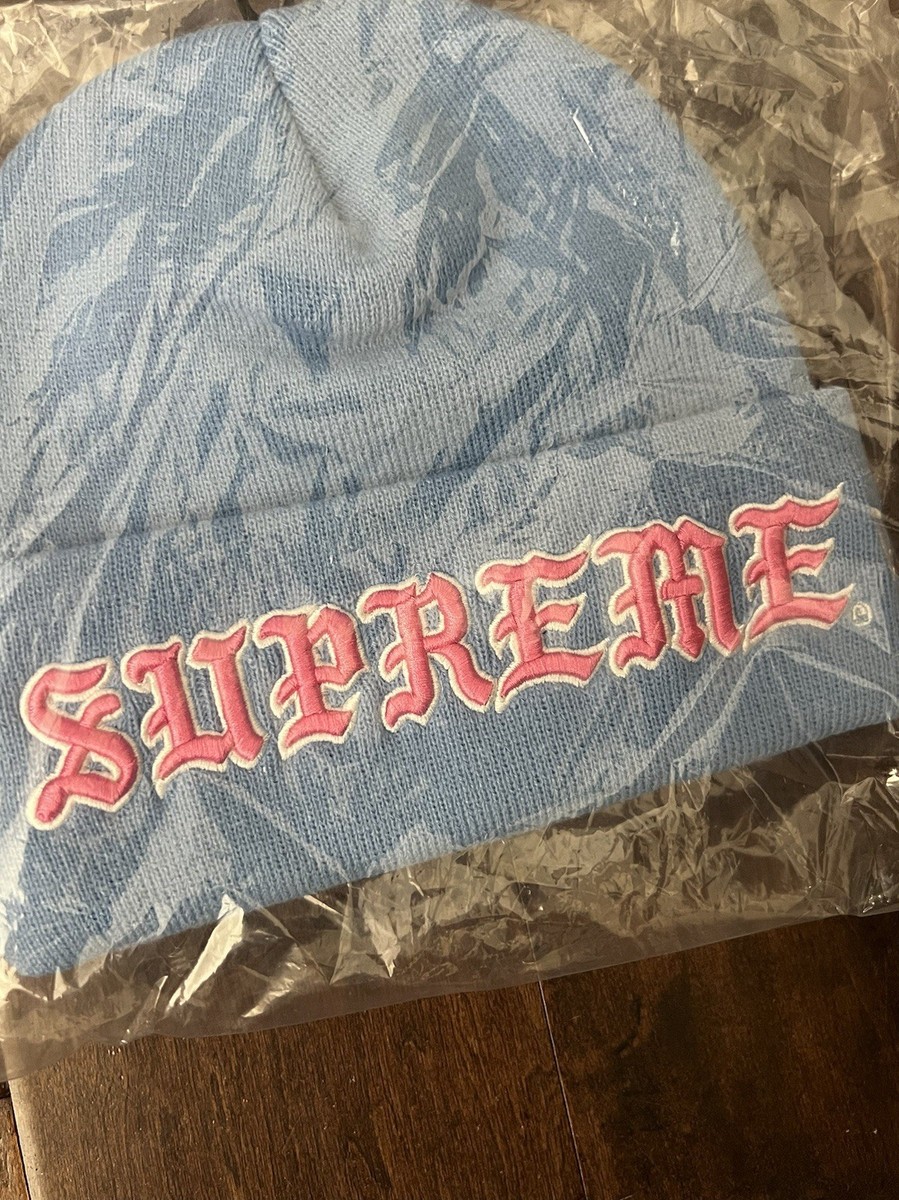 Supreme FW25 New Era Old English Logo Cotton Beanie Blue Pink One