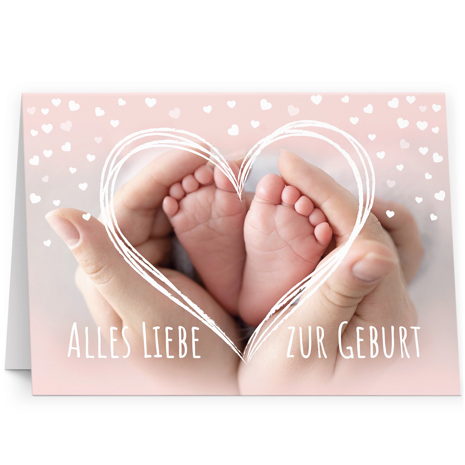 Große Karte zur Geburt XXL Glückwunsch Baby Mädchen mit Umschlag Herz Rosa