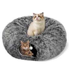 Cat Tunnel Bed for Indoor Cats, Peekaboo Cat Cave with Washable Soft Play Mat...