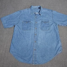 Route 66 Denim Shirt Mens Large Short Sleeve
