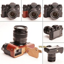 For FUJIFILM X-T1 XT1 Bottom Open Genuine Real Leather Half Camera Case Bag