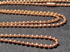 Copper 2.4mm Faceted Ball Bead Military Type Dog Tag Chain Necklace MadeInUSA