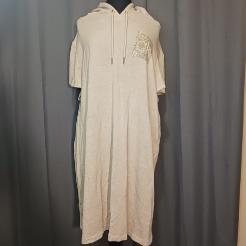 Calvin Klein Hoodie comfy oversized Dress gold stud logo Short Sleeve 3X