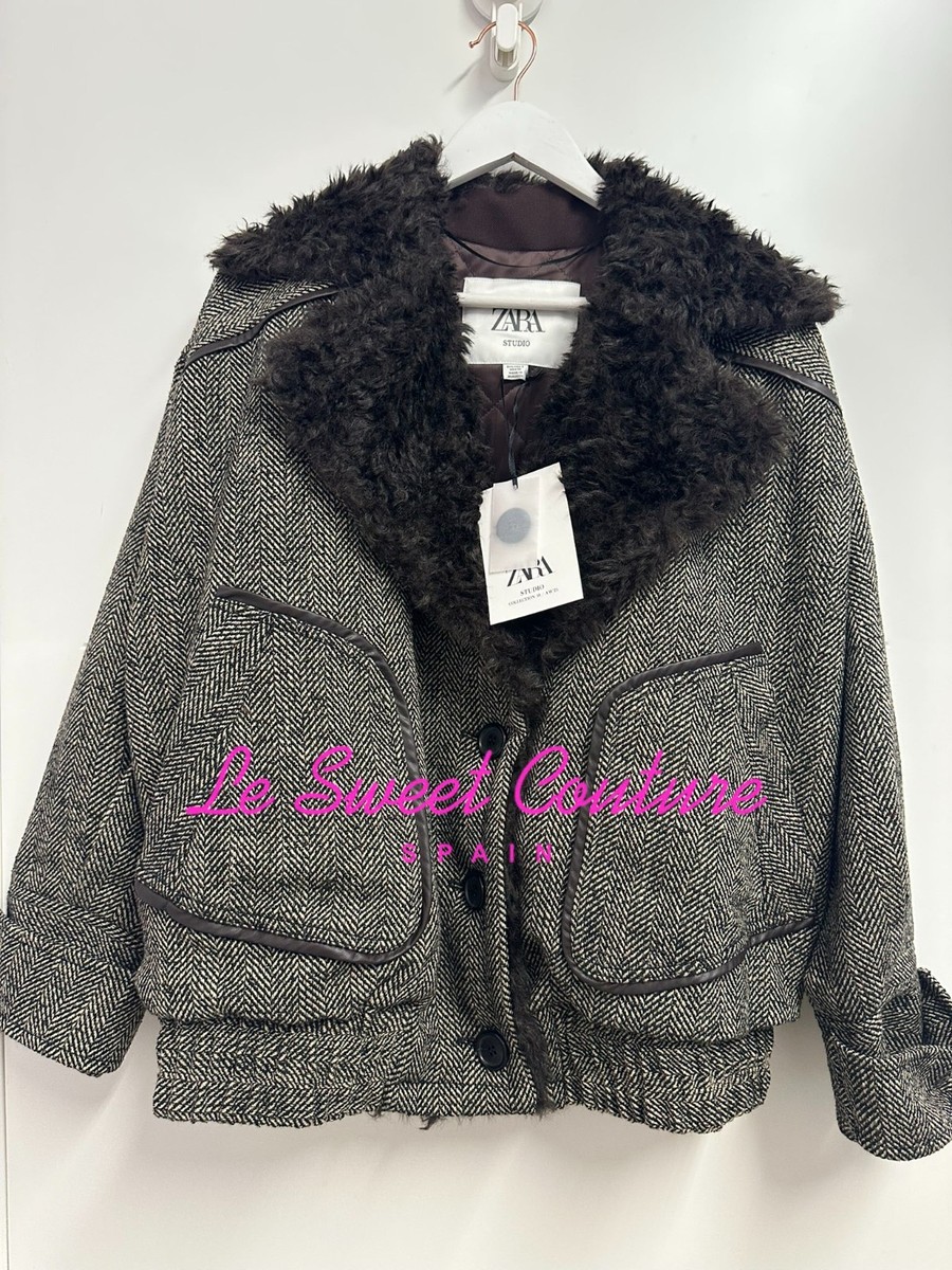 ZARA WOMAN FW25 LIMITED EDITION HERRINGBONE COMBINED BOMBER JACKET