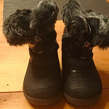 Kamik Kid's Insulated Pull-On Mid-Calf Snow Boots Faux Fur Trim Black 10