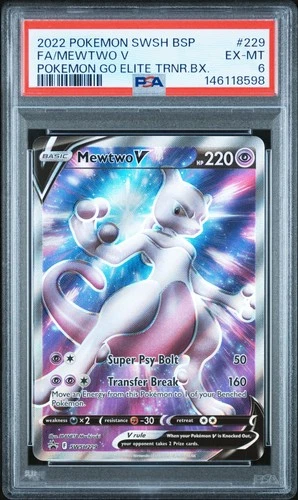 2022 POKEMON SWSH BLACK STAR PROMO #229 FULL ART/MEWTWO V PSA 6
