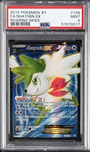 2015 POKEMON XY ROARING SKIES #106 FULL ART/SHAYMIN EX PSA 9