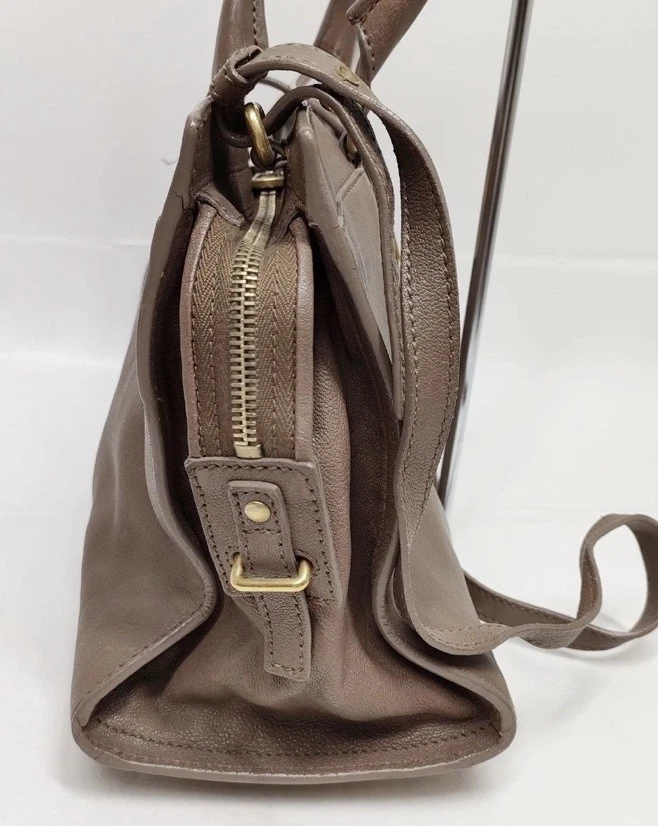 Bolsa satchel de couro YVES SAINT LAURENT clássica Y Cabas Chyc marrom claro 2 vias - Imagem 2 de 4