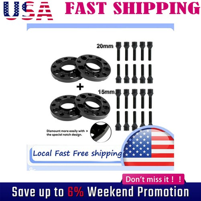 #ad 5x120 Staggered Wheel Spacers Kit 2 15mm amp; 2 20mm W Extended Bolts Fits . $56.99