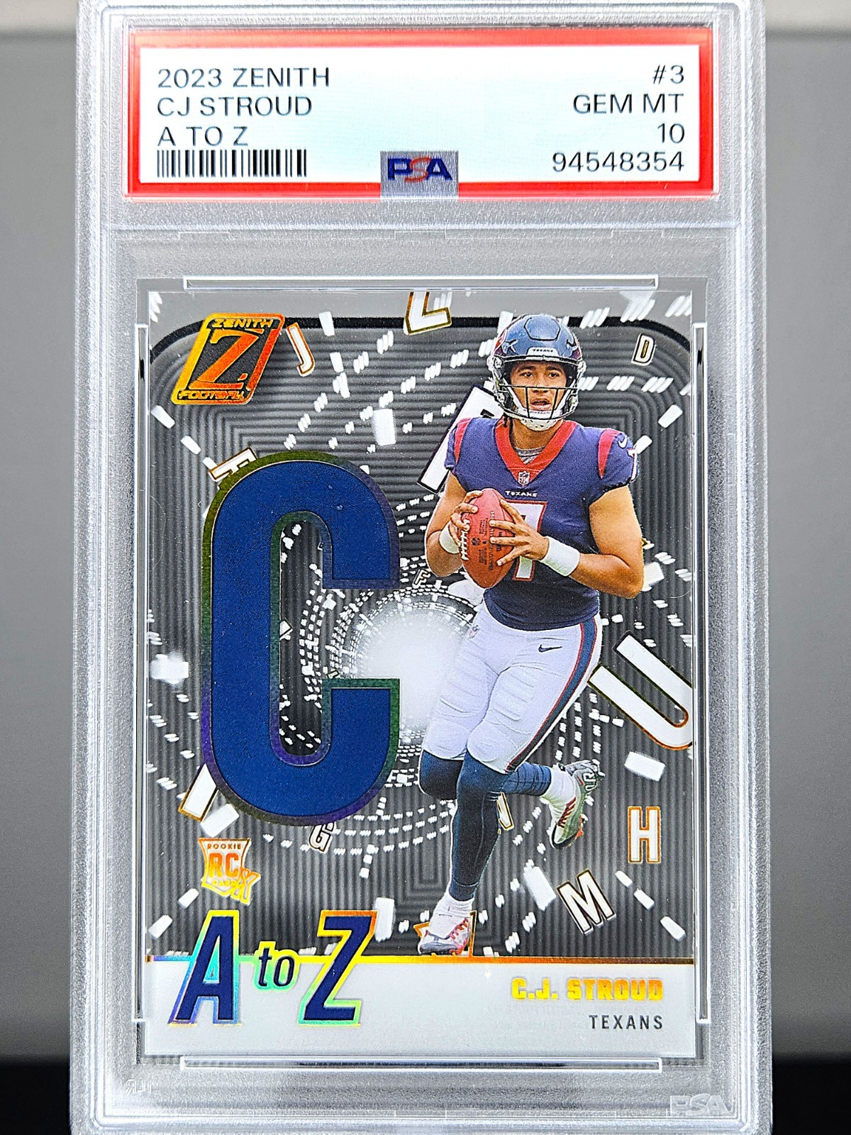 2023 Panini Zenith - A to Z #3 C.J. Stroud (RC) Case Hit Texans!!  PSA 10