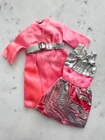 Vintage BARBIE SILVER N SATIN #1552 HOT PINK JACKET & DRESS, JC PENNEY 1968 RARE