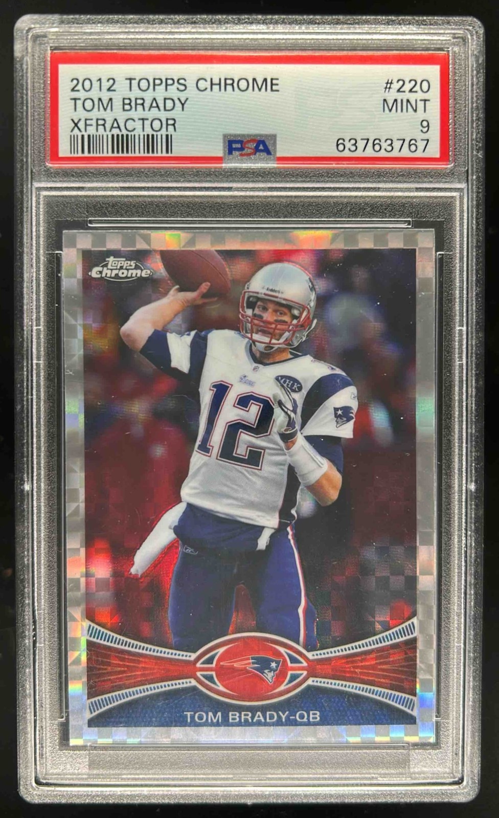 2012 Topps Chrome Tom Brady Xfractors #220 Patriots PSA 9