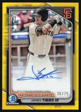2024 Bowman Draft Chrome Yellow Refractor 36/75 James Tibbs Auto #CPA-JT TS8