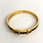 Hermes Bangle Green Leather Gold Hardware Belt Design 7.0in Wrist