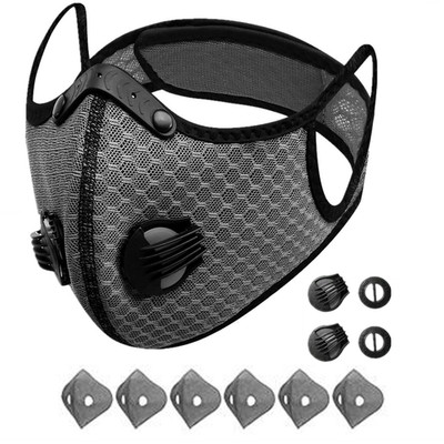 Reusable Half Face Cover Mask with Filter, Cycling Outdoor Sport Mask Grey